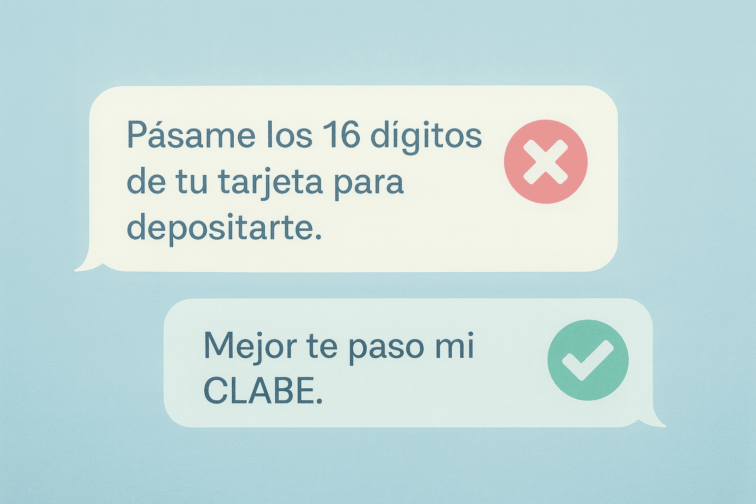 Comparte CLABE, no los 16 dígitos de tu tarjeta